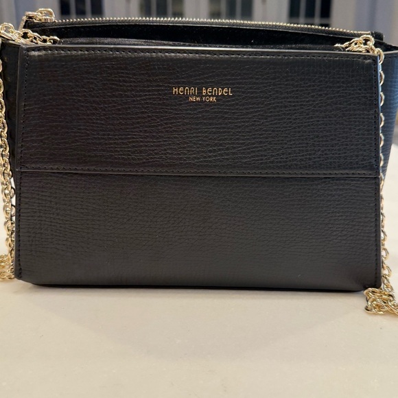 Henri Bendel Tilda Crossbody / Clutch Bag Black Pebble Leather Gold Chain Strap - Picture 15 of 15